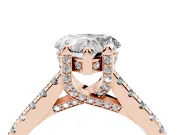 Heart-Shaped Hidden Halo Pave Engagement Ring Setting | Claw Prongs | Rose Gold