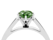 Fancy Green Pear Cut Diamond Solitaire Engagement Ring Set in White gold with Prong Setting and Tapered Band