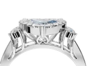 Heart-Shaped Halo Engagement Ring Setting for a Fancy Blue Lab-Grown Diamond | Graduated Channel Band | White Gold