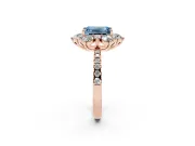 Emerald Cut Star Floral Halo Engagement Ring Setting for a Fancy Blue Lab-Grown Diamond | Rose Gold