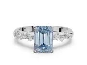 Emerald Cut Graduated Solitaire Engagement Ring Setting for a Fancy Blue Lab-Grown Diamond | Sterling Silver