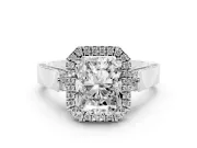 Radiant Cut Halo Engagement Ring Setting | Pavé Panel Shoulders | White Gold