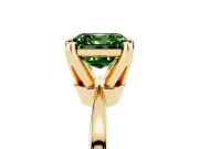 Fancy Green Asscher Cut Diamond Solitaire Engagement Ring Set in Yellow gold with Slim Tapered Solitaire Band
