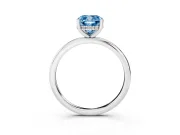 Cushion Cut Hidden Halo Engagement Ring Setting for a Fancy Blue Lab-Grown Diamond | Plain Band | Sterling Silver
