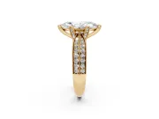 Marquise Milgrain Solitaire Engagement Ring Setting | Graduated Double Row Pave | Yellow Gold