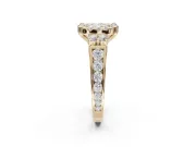 Cushion Cut Halo Side Cluster Engagement Ring Setting | Graduated Channel Band | Yellow Gold