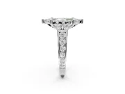 Marquise Halo Engagement Ring Setting for a Fancy Green Lab-Grown Diamond | Graduated Channel Band | Sterling Silver