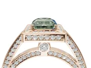 Radiant Cut Sectioned Halo Engagement Ring Setting for a Fancy Green Lab-Grown Diamond | Rose Gold
