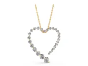 Round Lab-Grown Diamond Open Heart Pendant Necklace | Stone Outline | Yellow Gold