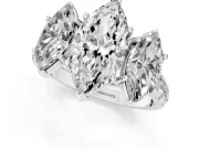 Marquise Three Stone Engagement Ring Setting | Accented Shoulders | White Gold