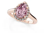 Pear-Shaped Halo Engagement Ring Setting for a Fancy Pink Lab-Grown Diamond | Plain Polished Band | Rose Gold
