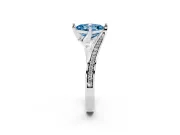 Fancy Blue Asscher Cut Diamond Solitaire Ring Set in Silver with Intertwined Pavé Twist Band
