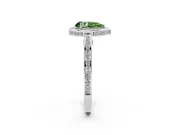 Fancy Green Pear Cut Diamond Halo Pavé Split Shank Ring Set in Platinum with Prong Setting
