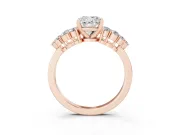 Cushion Cut Side Stone Engagement Ring Setting | Two-Row Shoulder Clusters | Rose Gold