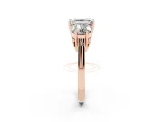 Emerald Cut Diamond Three-Stone Engagement Ring Set in Rose gold with Polished Band