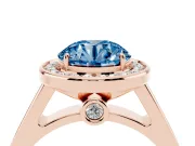 Round Rimmed Halo Engagement Ring Setting for a Fancy Blue Lab-Grown Diamond | Rose Gold