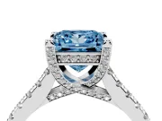 Princess Cut Hidden Halo Pave Engagement Ring Setting for a Fancy Blue Lab-Grown Diamond | Claw Prongs | Platinum