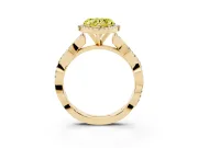 Fancy Yellow Heart Cut Diamond Halo Twisted Band Ring Set in Yellow gold with Prong Setting