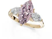 Marquise 3-Stone Engagement Ring Setting for a Fancy Pink Lab-Grown Diamond | Yellow Gold