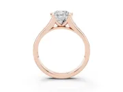 Cushion Cut Half Bezel Solitaire Engagement Ring Setting | Graduated Channel Band | Rose Gold