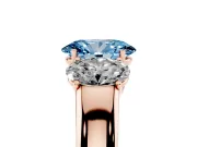 Oval 3 Stone Engagement Ring Setting for a Fancy Blue Lab-Grown Diamond | Rose Gold