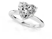 Heart Cut Diamond Solitaire Engagement Ring Set in White gold with Prong Setting and Polished Band