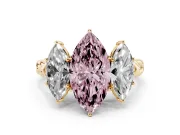 Marquise Three Stone Engagement Ring Setting for a Fancy Pink Lab-Grown Diamond | Braided Band | Yellow Gold