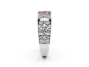 Emerald Cut Vintage Pave Engagement Ring Setting for a Fancy Pink Lab-Grown Diamond | Milgrain Edges | White Gold