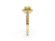 Cushion Cut Graduated Milgrain Halo Engagement Ring Setting for a Fancy Yellow Lab-Grown Diamond | Yellow Gold