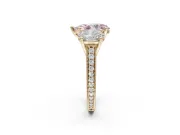 Pear-Shaped Vintage Three Stone Engagement Ring Setting for a Fancy Pink Lab-Grown Diamond | Yellow Gold