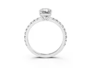 Radiant Cut Pave Engagement Ring Setting | Shared Prong Band | White Gold