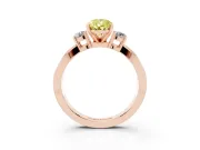 Fancy Yellow Three-Stone Pear Cut Diamond Twist Band Ring Set in Rose gold with Pavé Accents and Prong Setting
