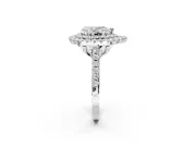Pear-Shaped Lab-Grown Diamond Double Halo Statement Ring Set in Sterling Silver with Pavé Band
