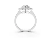 Round Scalloped Cluster Halo Engagement Ring Setting | Plain Band | White Gold