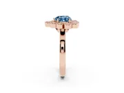 Heart-Shaped Milgrain Cluster Halo Engagement Ring Setting for a Fancy Blue Lab-Grown Diamond | Plain Band | Rose Gold