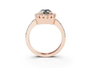 Oval Vintage Milgrain Halo Engagement Ring Setting for a Black Center | Pierced Gallery | Rose Gold