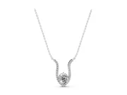 Round Lab-Grown Diamond Open Pavé Frame Pendant Necklace | Pointed U Frame | White Gold