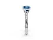 Asscher Cut Pave Split Shank Engagement Ring Setting for a Fancy Blue Lab-Grown Diamond | Double Claw Prongs | Platinum