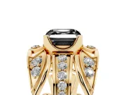 Asscher Cut Art Deco Graduated Engagement Ring Setting for a Black Center | Yellow Gold