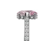Oval Vintage Cathedral Engagement Ring Setting for a Fancy Pink Lab-Grown Diamond | Carved Band | White Gold