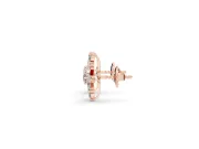 Round Lab-Grown Diamond Snowflake Cluster Stud Earrings | Tapered Baguette Points | Rose Gold