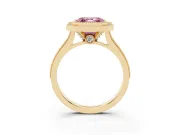 Asscher Cut Vintage Milgrain Halo Engagement Ring Setting for a Fancy Pink Lab-Grown Diamond | Bezel Head | Yellow Gold