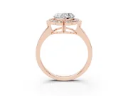 Heart-Shaped Scalloped Cluster Halo Engagement Ring Setting | Plain Band | Rose Gold