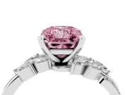 Fancy Pink Radiant Cut Diamond Solitaire Ring Set in White gold with Marquise Twist Band and Prong Setting