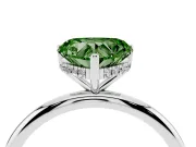Fancy Green Heart Cut Diamond Solitaire Engagement Ring Set in Silver with Prong Setting and Polished Band