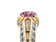 Heart-Shaped Vintage Milgrain Engagement Ring Setting for a Fancy Pink Lab-Grown Diamond | Hidden Halo | Yellow Gold
