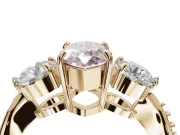 Marquise Three Stone Engagement Ring Setting for a Fancy Pink Lab-Grown Diamond | Tapered Pave Band | Yellow Gold