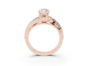 Marquise Cut Diamond Halo Ring Set in Rose gold with Marquise and Pavé Band in Prong Setting