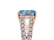 Emerald Cut Graduated Split Shank Engagement Ring Setting for a Fancy Blue Lab-Grown Diamond | Rose Gold