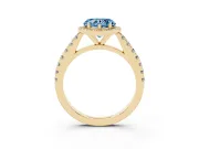 Heart-Shaped Halo Pavé Engagement Ring Setting for a Fancy Blue Lab-Grown Diamond | Yellow Gold